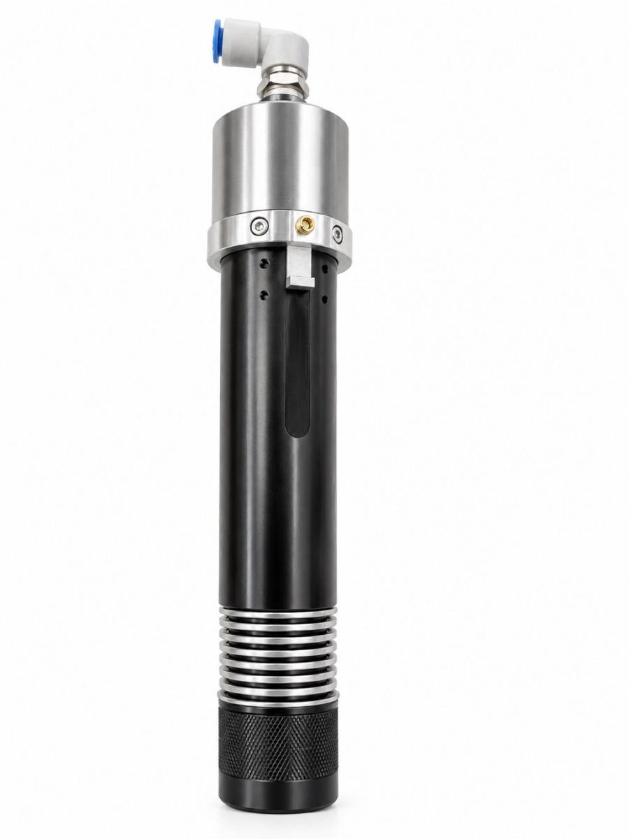 御刃高频气动刀实拍：银色刀头与气嘴